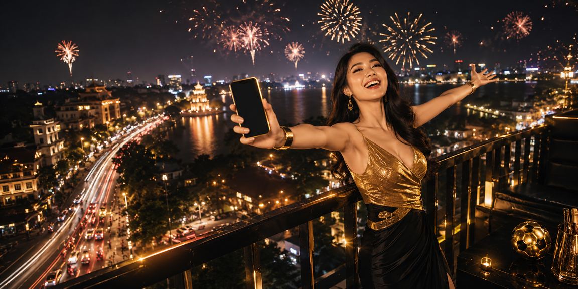 Người dùng Hà Nội theo dõi sự kiện thể thao trên điện thoại ban đêm